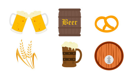 Oktoberfest Beer Festival icons setのイラスト素材