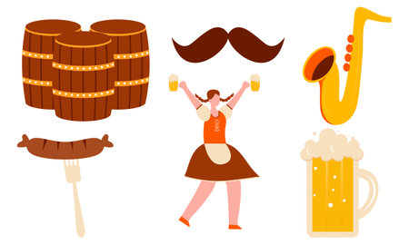 Oktoberfest Beer Festival icons setのイラスト素材