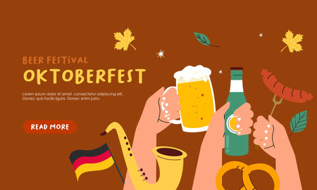 Oktoberfest horizontal banner vector designのイラスト素材