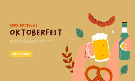 Oktoberfest horizontal banner vector designのイラスト素材