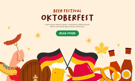 Oktoberfest horizontal banner vector designのイラスト素材