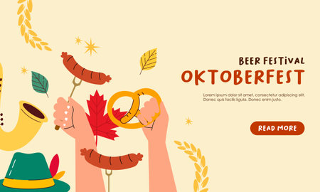 Oktoberfest horizontal banner vector designのイラスト素材