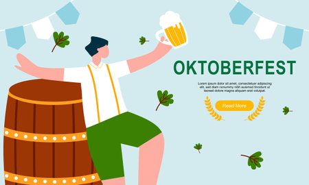 Oktoberfest horizontal banner vector designのイラスト素材
