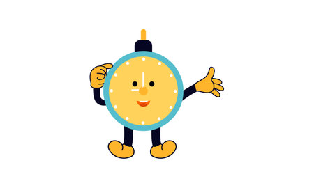 Alarmclock character retro classic cartoon style logoのイラスト素材