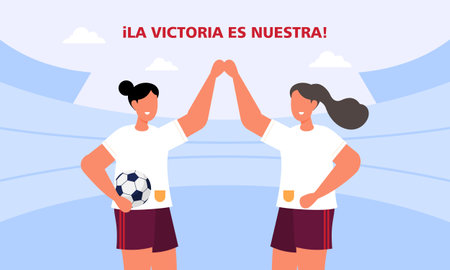 Spanish football players celebrating their victoryのイラスト素材