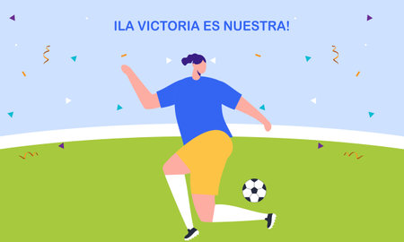 Spanish football players celebrating their victoryのイラスト素材