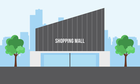 Shopping mall outside composition mall building illustrationのイラスト素材