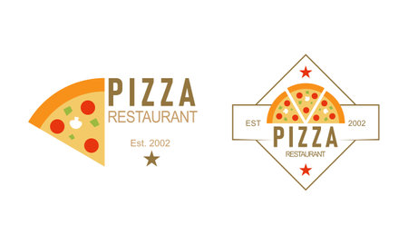 Pizza logo, icons and design elements for pizzeriaのイラスト素材