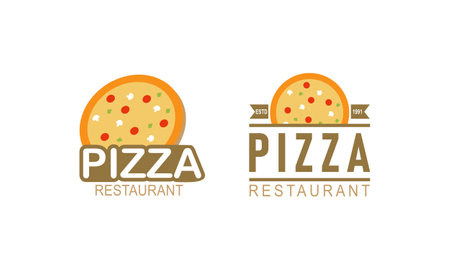 Pizza logo, icons and design elements for pizzeriaのイラスト素材