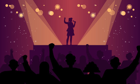 Festival crowd at concert of illustration vectorのイラスト素材