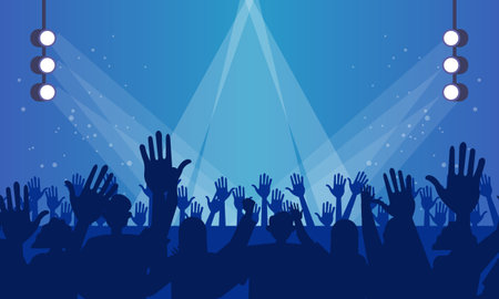 Festival crowd at concert of illustration vectorのイラスト素材