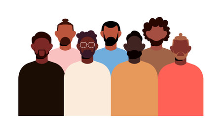 Black community, african people gathered together illustrationのイラスト素材