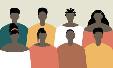 Black community, african people gathered together illustrationのイラスト素材