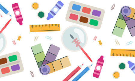 Drawing tools seamless pattern vectorのイラスト素材