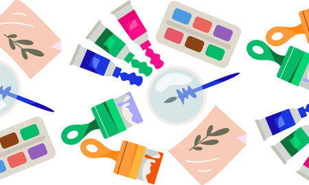 Drawing tools seamless pattern vectorのイラスト素材