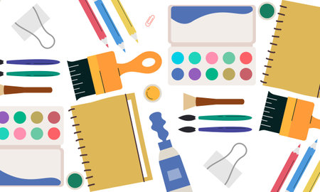Drawing tools seamless pattern vectorのイラスト素材
