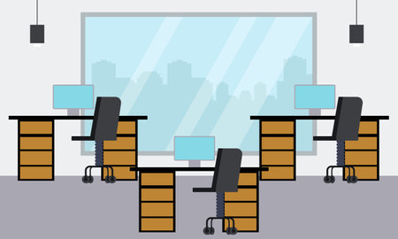 Modern coworking area office interior illustrationのイラスト素材