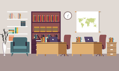 Modern coworking area office interior illustrationのイラスト素材