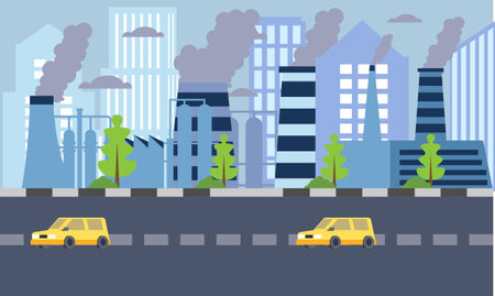 Urban landscape with factory illustrationのイラスト素材