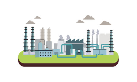 Urban landscape with factory illustrationのイラスト素材