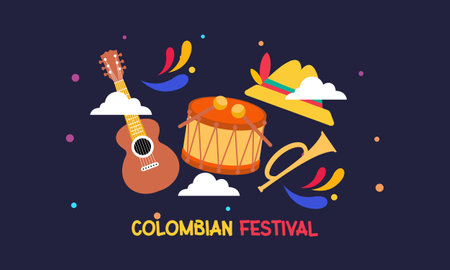 Colombian independence day celebration. July 20. vector illustrationのイラスト素材