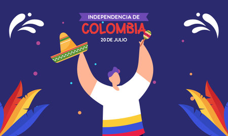 Colombian independence day celebration. July 20. vector illustrationのイラスト素材