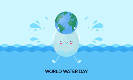 World Water Day at 22 march poster campaignsのイラスト素材