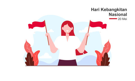 Hari Kebangkitan Nasional, 20 Mei. Translation : May 20, National Awakening Day of Indonesiaのイラスト素材