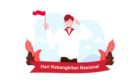 Hari Kebangkitan Nasional, 20 Mei. Translation : May 20, National Awakening Day of Indonesiaのイラスト素材