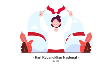 Hari Kebangkitan Nasional, 20 Mei. Translation : May 20, National Awakening Day of Indonesiaのイラスト素材