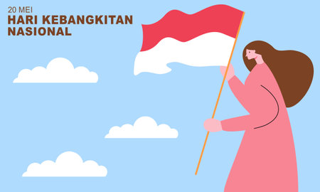 Hari Kebangkitan Nasional, 20 Mei. Translation : May 20, National Awakening Day of Indonesiaのイラスト素材