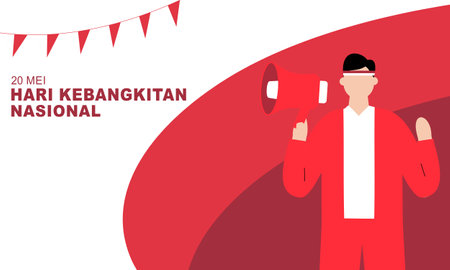 Hari Kebangkitan Nasional, 20 Mei. Translation : May 20, National Awakening Day of Indonesiaのイラスト素材