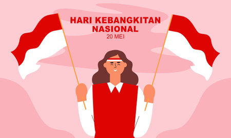 Hari Kebangkitan Nasional, 20 Mei. Translation : May 20, National Awakening Day of Indonesiaのイラスト素材