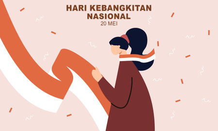 Hari Kebangkitan Nasional, 20 Mei. Translation : May 20, National Awakening Day of Indonesiaのイラスト素材