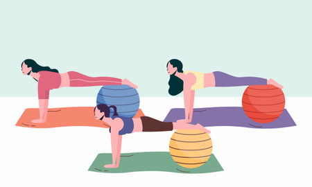 Aerobics class, training, sports activity illustrationのイラスト素材