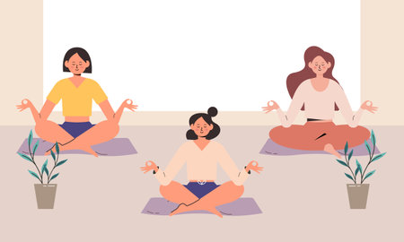 Aerobics class, training, sports activity illustrationのイラスト素材