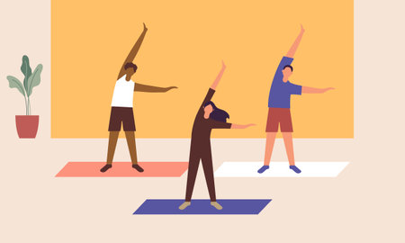 Aerobics class, training, sports activity illustrationのイラスト素材