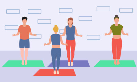 Aerobics class, training, sports activity illustrationのイラスト素材