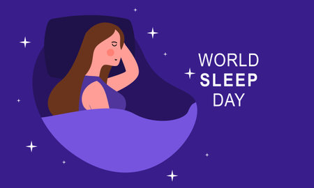 World sleep day. Cute planet Earth sleeping under a blanket on an international holidayのイラスト素材
