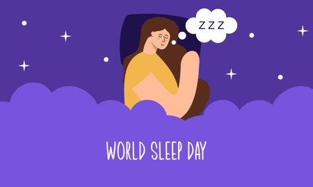 World sleep day. Cute planet Earth sleeping under a blanket on an international holidayのイラスト素材