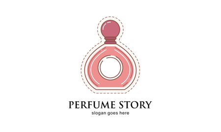 Classic Perfume gold bottle illustration. Glamour fragrance isolated iconのイラスト素材