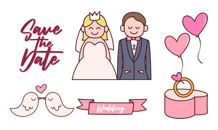 Wedding element collection vector logoのイラスト素材