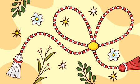 Martisor vector card illustration. March 1st holiday of spring in Romania and Moldovaのイラスト素材