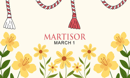Martisor vector card illustration. March 1st holiday of spring in Romania and Moldovaのイラスト素材