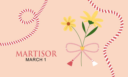 Martisor vector card illustration. March 1st holiday of spring in Romania and Moldovaのイラスト素材