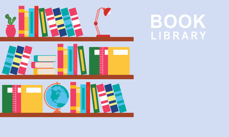 Bookshelf concept illustration for book festival and fair vectorのイラスト素材