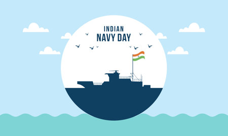 Indian Navy Day 4 December templateのイラスト素材