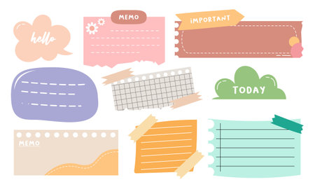 Cute hand drawn planner, journal, notepad, paper vector illustrationのイラスト素材