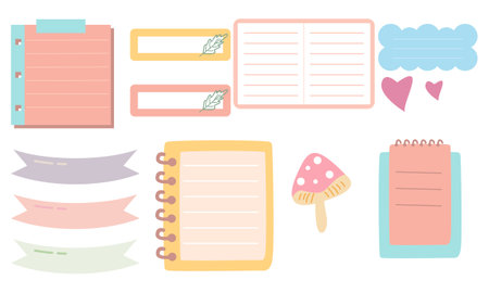 Cute hand drawn planner, journal, notepad, paper vector illustrationのイラスト素材