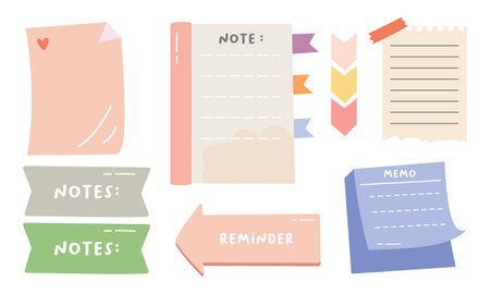 Cute hand drawn planner, journal, notepad, paper vector illustrationのイラスト素材
